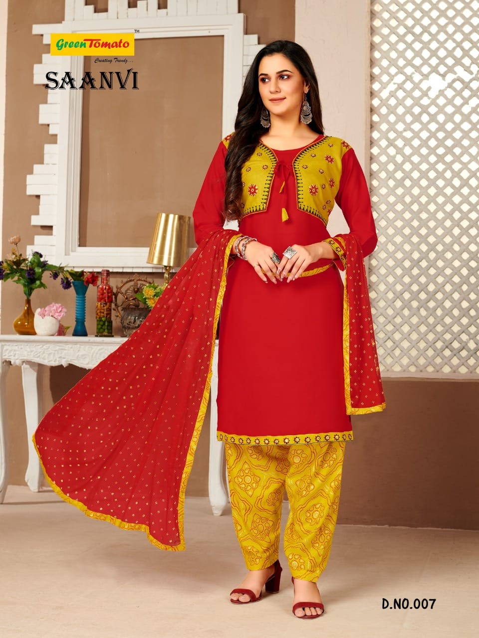 Green Tomato Saanvi Fancy Ethnic Wear Printed Ready Made Dress Collection